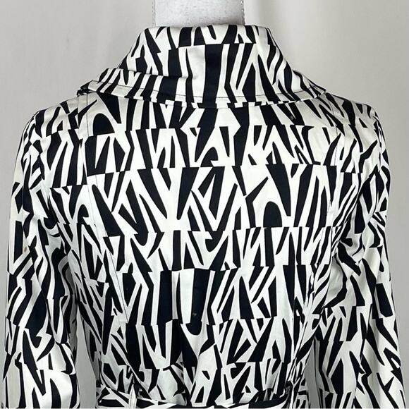 Luii Black And White Animal Print Belted Short Trench Coat Jacket NWT Size M - Picture 7 of 15